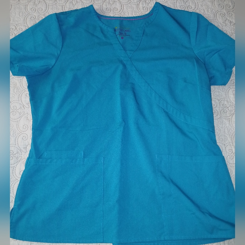 Healing Hands Purple Label Teal Scrubs Top Size L